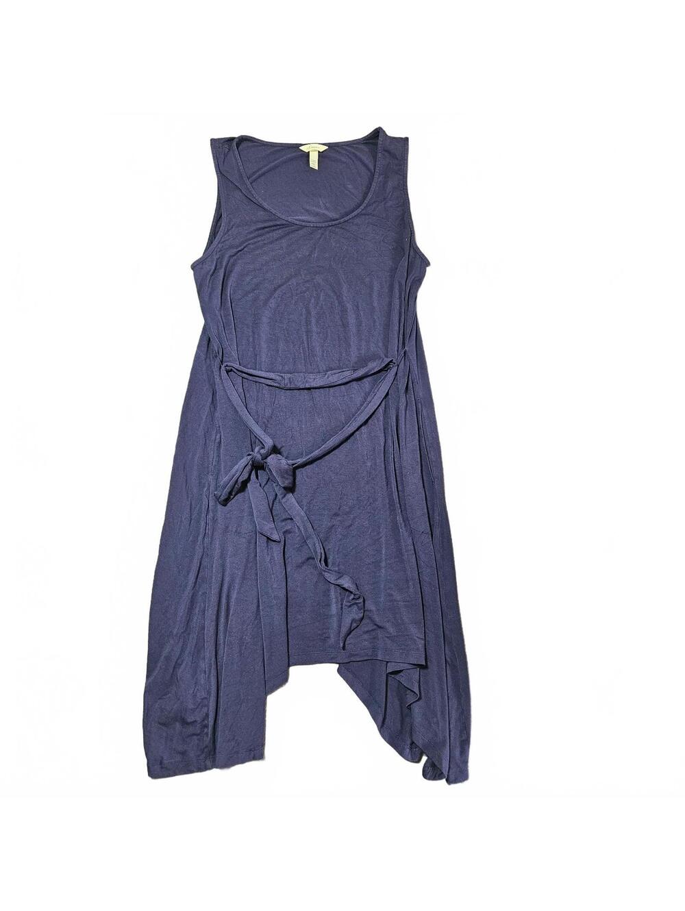 Soma Women's XL Asymmetrical Dress Blue Navy Sleeveless Belted Soft Light